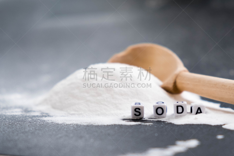 汤匙,木匙,钠,焙碱,黑色背景,土壤检测仪,水平画幅,无人,安全的,无酵薄饼