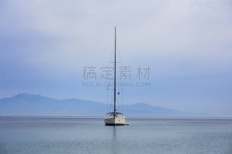 天空,有帆船,蓝色,海洋,背景,水,风,水平画幅,无人,夏天