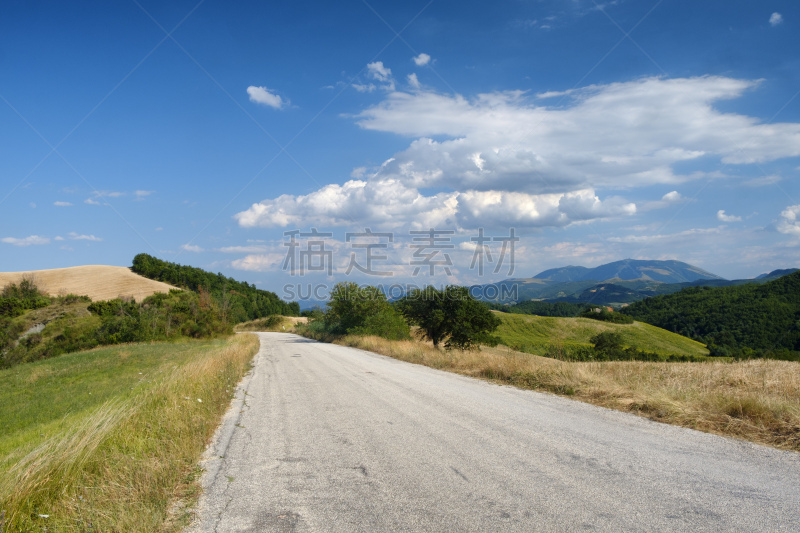 蒙泰费尔特罗,地形,意大利,马尔凯大区,水平画幅,山,无人,乌比诺,夏天,户外