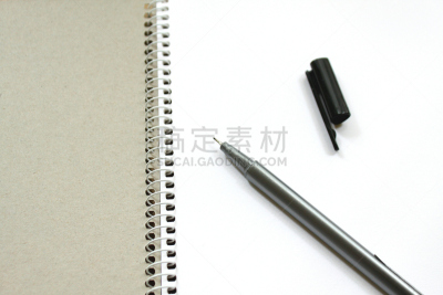 笔记本,水笔,留白,办公用品,在边上,书页,金属,文档,白色,书