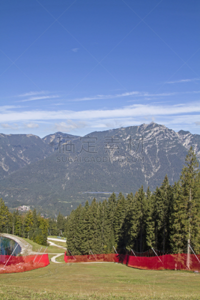 夏天,坎大哈,垂直画幅,冬季运动,绿色,山,无人,加米施帕腾基兴,巴伐利亚,工地安全网
