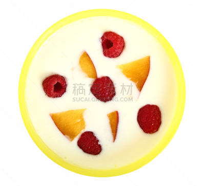 桃,酸奶,健康食物,水果,覆盆子,奶制品,水平画幅,素食,无人,酸乳酒