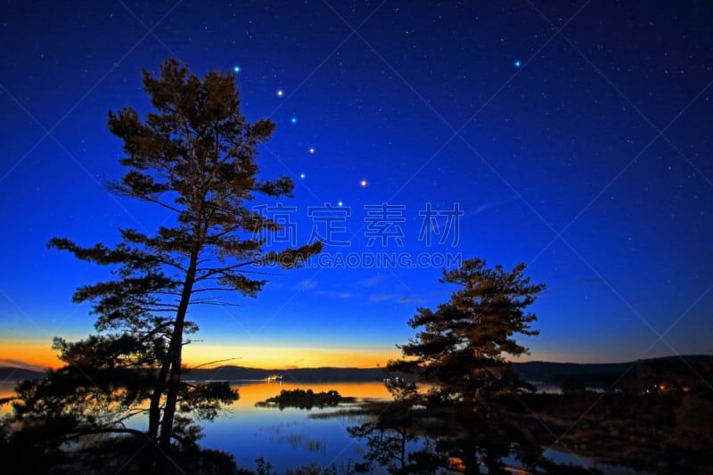 乔治亚湾,星星,北,在上面,北极星,基拉尼,大熊座,天空,松树,水平画幅