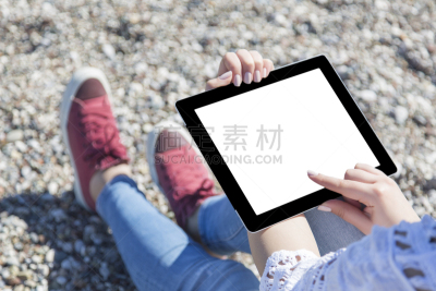 女人,无人,拿着,平板电脑,显示器,通用分组无线业务,触控板,远程工作,拇指,天空