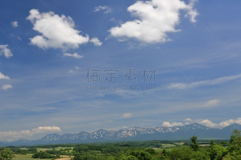 北海道,日本,地形,富良野盆地,美瑛町,自然,水平画幅,山,无人,度假