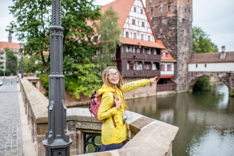 Woman traveling in Nurnberg city, Germany