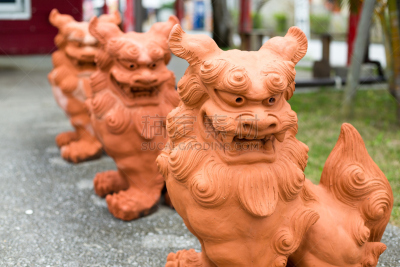 雕像,狮子,冲绳县,模仿动物,艺术,水平画幅,无人,雕刻物,手艺,日本