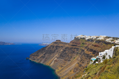 希腊,圣托里尼岛,风景,度假胜地,水平画幅,无人,夏天,户外,白色,城镇