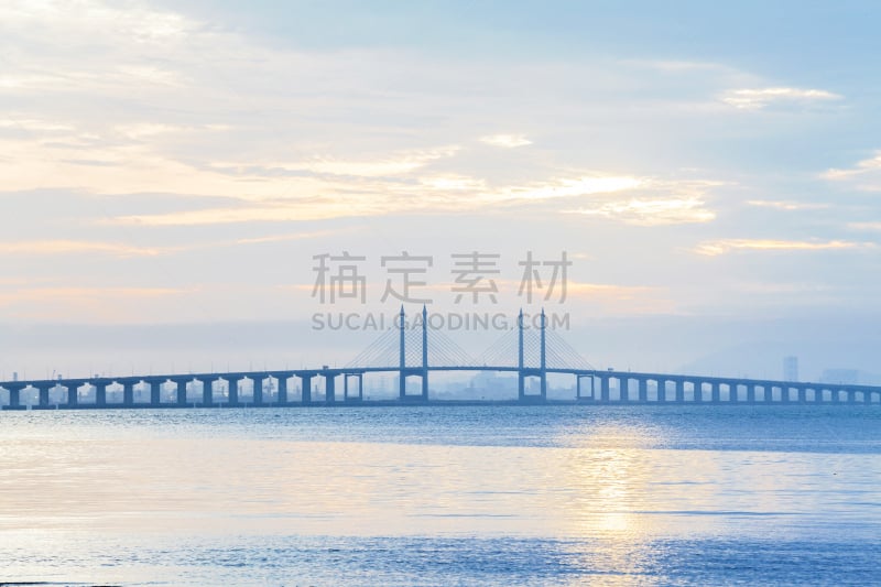 乔治敦,槟榔屿州,都市风景,桥,天空,水平画幅,无人,早晨,夏天,户外