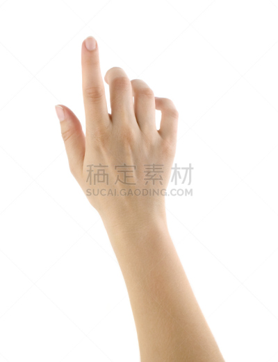 手,垂直画幅,女人,拇指,白色背景,食指,背景分离,白人,白色