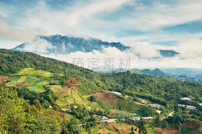 京那峇鲁山,地形,婆罗洲岛,沙巴州,热带雨林,农业,世界遗产,环境,云,色彩鲜艳