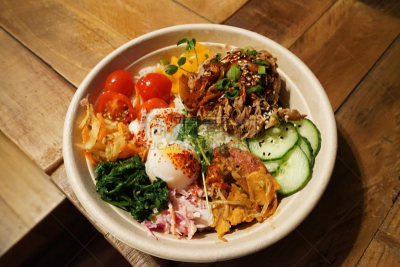 稻,牛肉,蔬菜,多样,烤肉架,碗,特写,高雅,拉