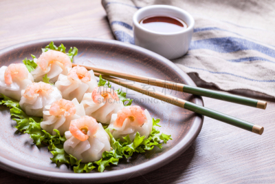 点心,虾,食品,蒸锅,餐具,水平画幅,膳食,组物体,塞满了的,肉