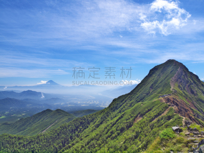 山,自然,天空,留白,水平画幅,巴岳山,长野县,无人,全景,日本