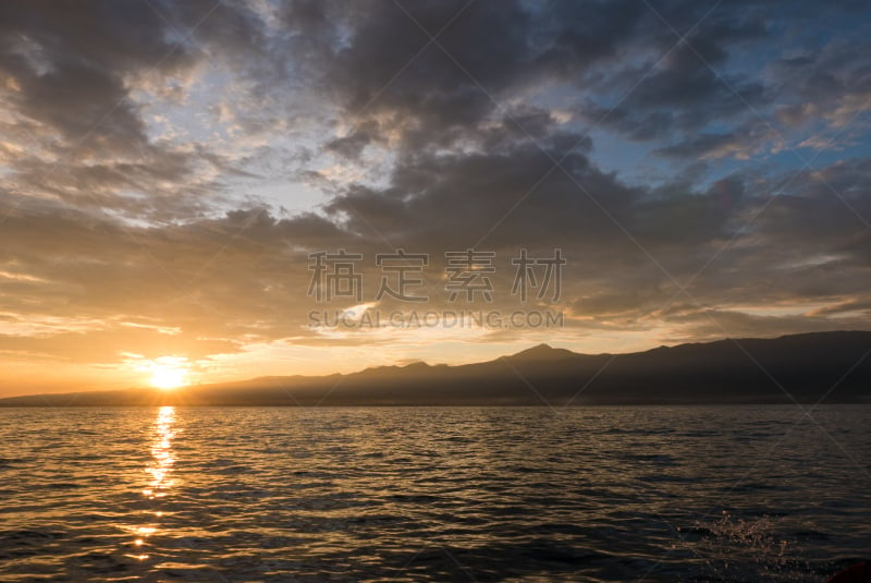 海滩,海洋,风景,洛维纳,巴厘岛,水,天空,水平画幅,无人,曙暮光