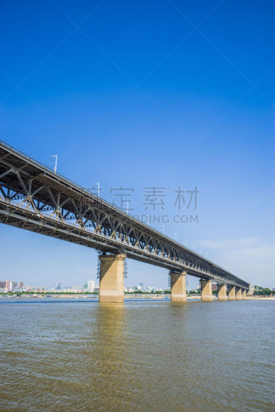 河流,桥,湖北省,长江,铁路桥,垂直画幅,水,天空,无人,当地著名景点