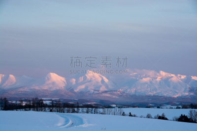 黄昏,山脉,澳大利亚阿尔卑士山脉,贺卡,旭岳火山,月,云,橙色,雪,色彩鲜艳