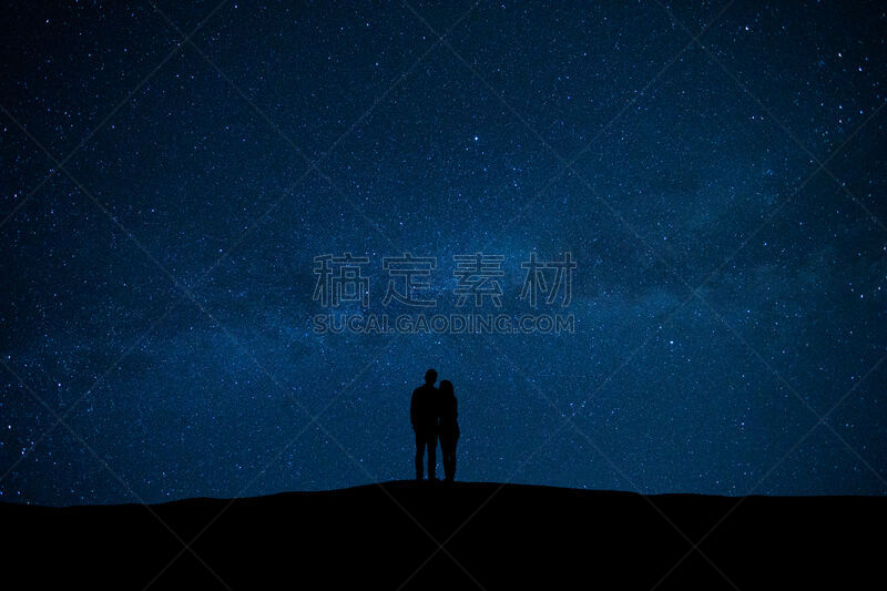 天空,星星,女人,男人,背景聚焦,星系,夜晚,太空,星云,光