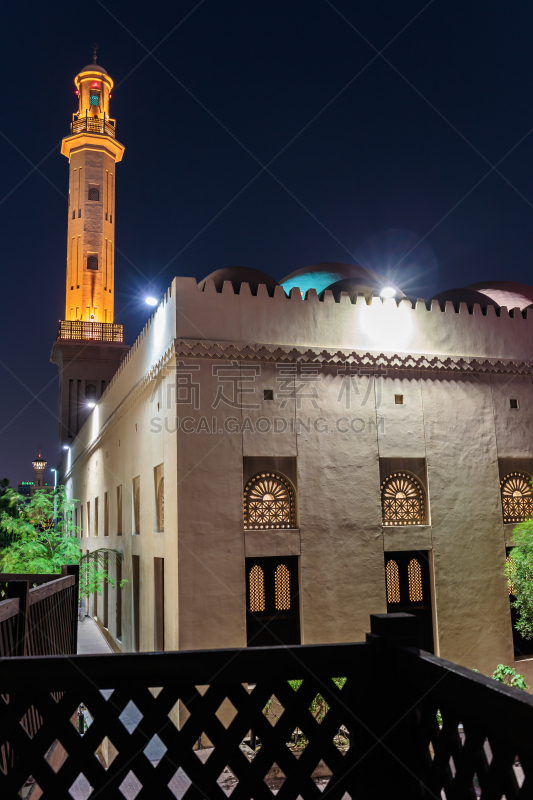 Night view of the streets of the old Arab city Dubai UAE