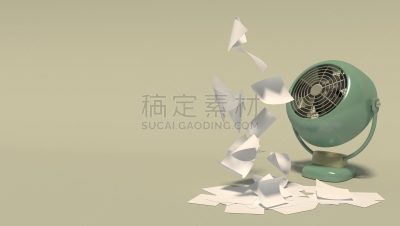 电扇,卡通,黄色,古老的,绿色,留白,绿色背景,平衡折角灯,分离着色