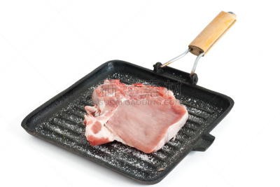 生食,煎饼锅,猪肉,烧烤猪肉,炸肉排,水平画幅,无人,铁,切制肉,特写
