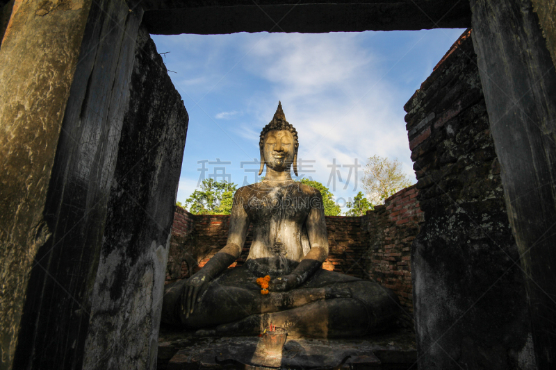 西昌寺,素可泰遗址公园,寺庙,素可泰,水平画幅,建筑,旅行者,户外,图像,泰国