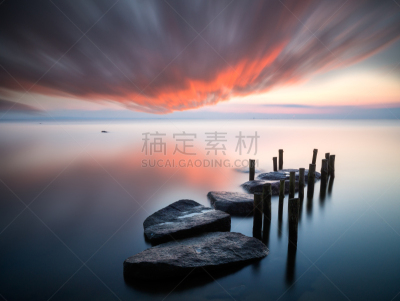 海洋,石港,在上面,剪影眼镜,希维诺乌伊希切,自然,水平画幅,无人,欧洲,浪漫
