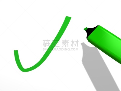 复选标记,荧光笔,绿色,白色背景,办公室,办公用品,水平画幅,绘画插图,符号,是