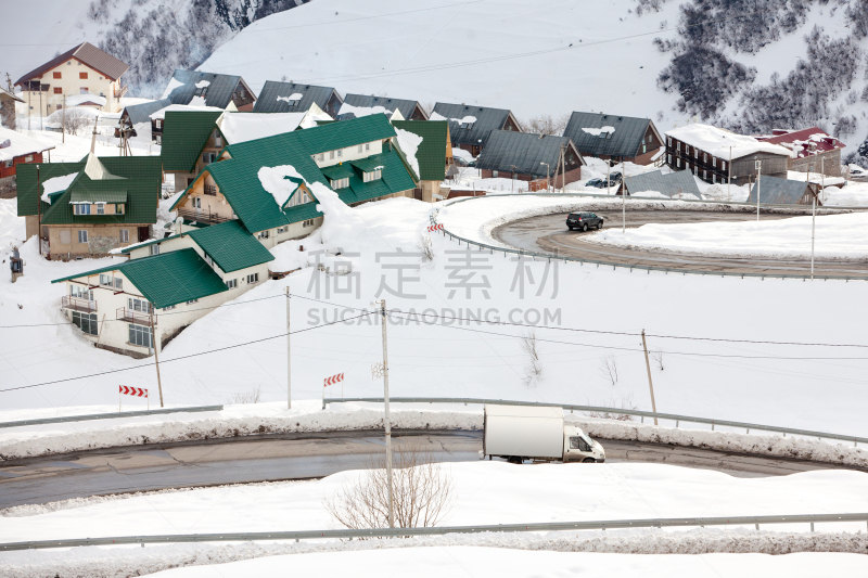 格鲁吉亚,滑雪场,自然,度假胜地,水平画幅,山,雪,无人,户外,冬天