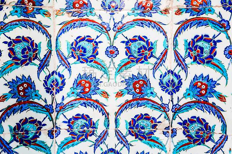 蓝色,瓷砖,土耳其,式样,水平画幅,形状,墙,无人,手艺,符号