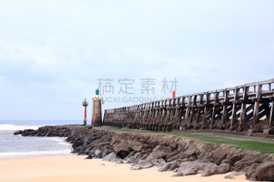 海岸线,法国,水平画幅,码头,沙子,岩石,欧洲,建筑外部,户外,灯塔楼