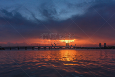 湖,伦敦城,黄色,全景,图像,火积云,无人,地平线,江苏省,居住区