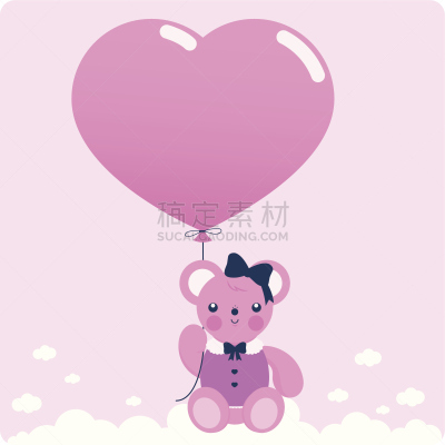 气球,女孩,泰迪熊,是个女孩,庆生会,生日卡,蝴蝶结,新生动物,毛绒玩具,天空