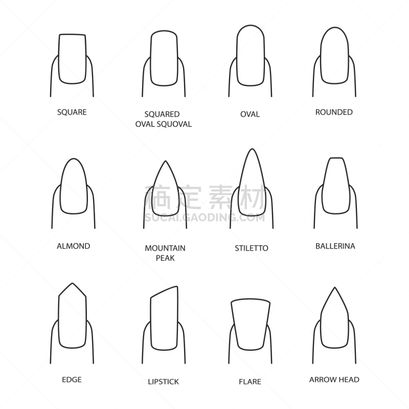 指甲,绘画插图,白色,矢量,修指甲,形状,符号,反差,波兰,布置
