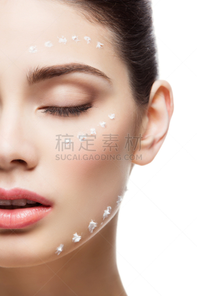人的脸部,女孩,点连成线,米色,脸颊,垂直画幅,美,女人,美人