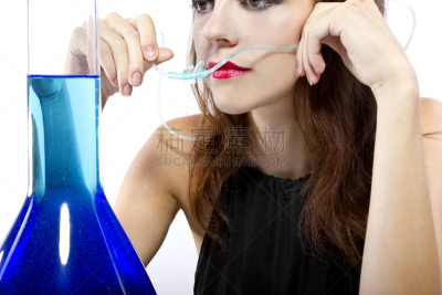 氧气,女性,平衡折角灯,特写,水,风,芳香的,水平画幅,装管