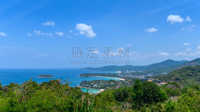 视角,泰国,南,普吉岛,卡隆海滩,清新,热带气候,浪漫,环境,海岸线