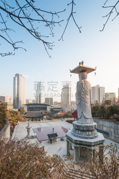 首尔,韩国,寺庙,江南区,垂直画幅,无人,户外,都市风景,佛