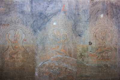 天女,雕刻物,舞者,柏林墙,吴哥窟,石头,华塔女神,水平画幅,柬埔寨,僧院