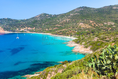 piana,法国,蓝色,科西嘉,海湾,水,度假胜地,休闲活动,水平画幅,夏天