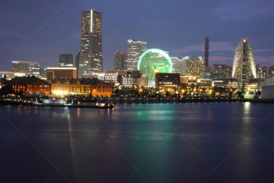 横滨,城市天际线,日本,城市,仓库,水平画幅,夜晚,无人,海港,户外