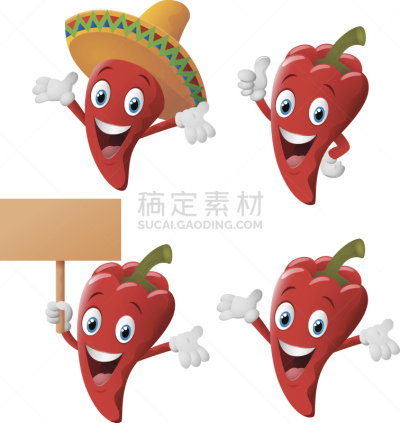 辣椒,卡通,哈瓦那椒,宽边帽,墨西哥椒,蔬菜,香料,食品,椒类食物,拇指