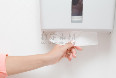 拿着,卫生,概念,手,墙,特写,女人,白皮书,一次性物品,部分