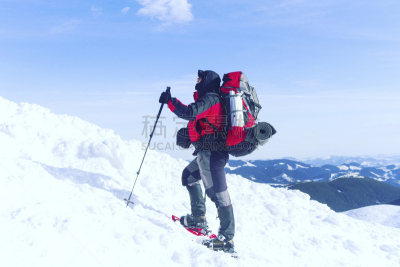 冬天,山,徒步旅行,雪鞋,穿雪鞋走路运动,克服困难,逆境,青少年,雪,旅行者