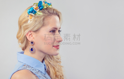 女人,贵重宝石,花环,侧面视角,耳饰,侧面像,头顶,发饰,纯净,浪漫