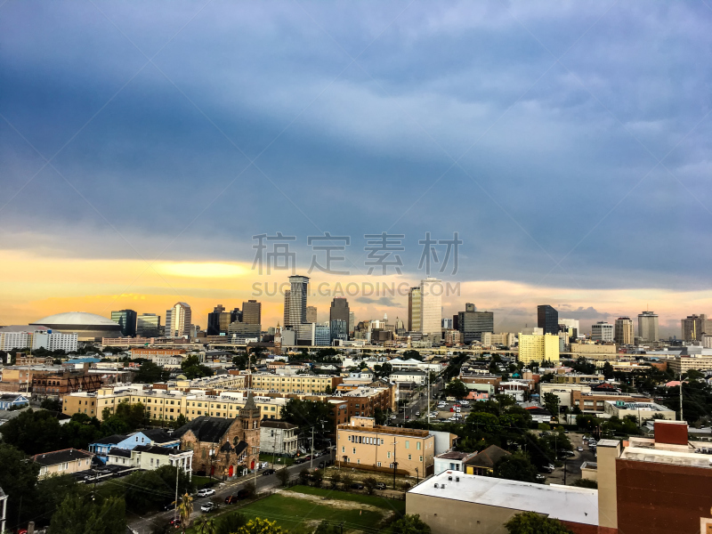 城市天际线,纽奥尔良,路易斯安那州,新的,暴风雨,夜晚,曙暮光,旅行者,图像,都市风景