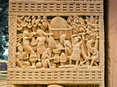 雕刻物,数字1,佛塔,桑奇大塔,马的亚布德拉西,旅游目的地,水平画幅,建筑,无人