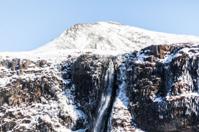 冰岛国,冬天,seljalandsfoss waterfall,风景,南,水,天空,美,水平画幅,雪