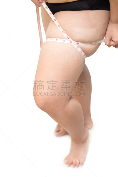 腿,女人,肥胖,缎带,拉紧,测量,捏