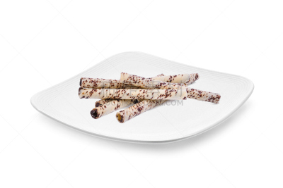 褐色,条纹,华夫饼,白色背景,分离着色,母球,盘子,正面视角,饼干,水平画幅
